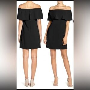 NWT‎ Charles Henry Crepe Off The Shoulder Cocktail Mini Dress, Size Small, Black